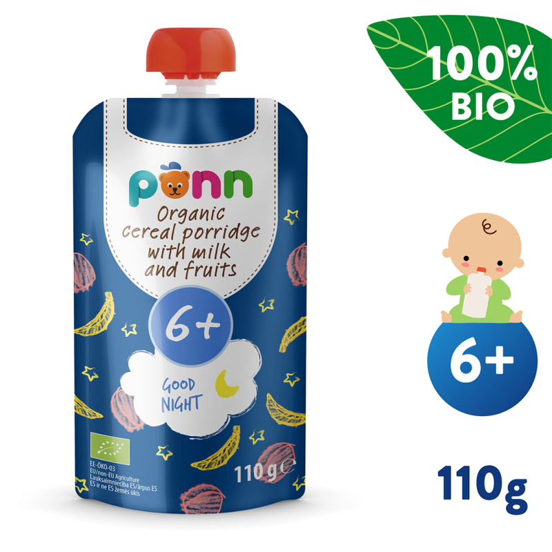 SALVEST Põnn BIO Mléčná kaše na dobrou noc s ovocem 110 g