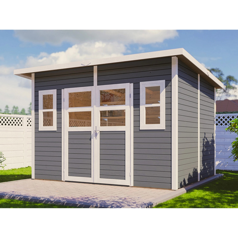 Bertilo Dřevěný zahradní domek Felix 4, šedá, 293 x 244 cm
