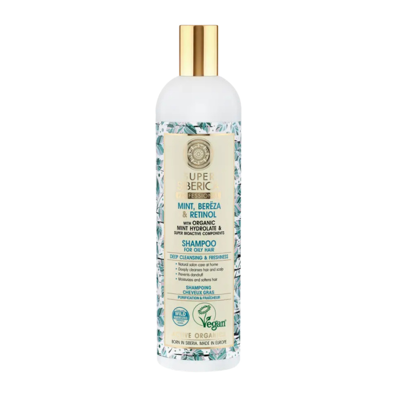 Natura Siberica Mint, Bereza & Retinol šampon pro mastné vlasy 400 ml