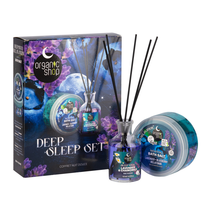 ORGANIC SHOP Sleeping Sada pro hluboký spánek, difuzér a sůl do koupele  300 g/ 125 ml