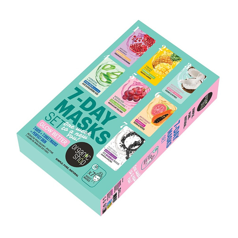 Organic Shop 7-Day Masks Set Glow Better sada plátýnkových masek 7 ks