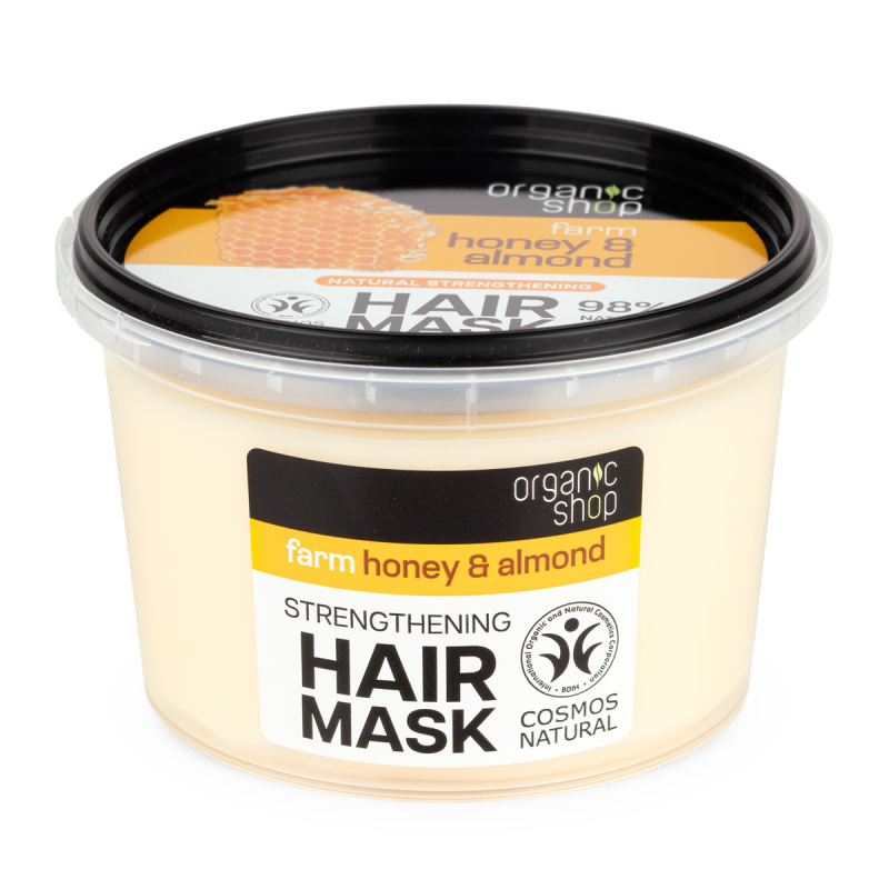 Organic Shop Posilující vlasová maska Med a mandle (Strengthening Hair Mask) 250 ml