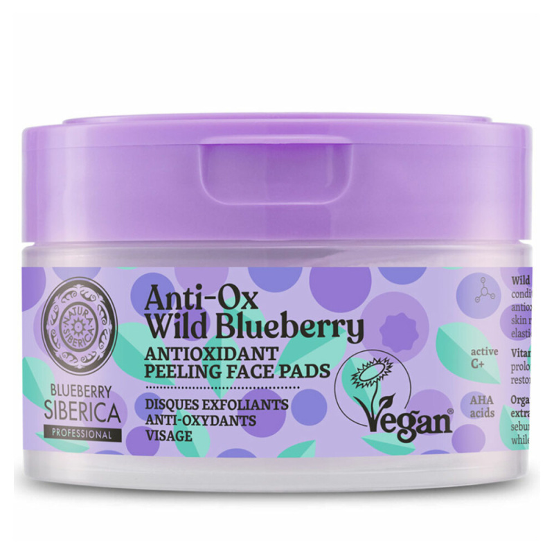 Natura Siberica Anti-Ox Wild Blueberry peelingové pleťové tamponky 20 ks