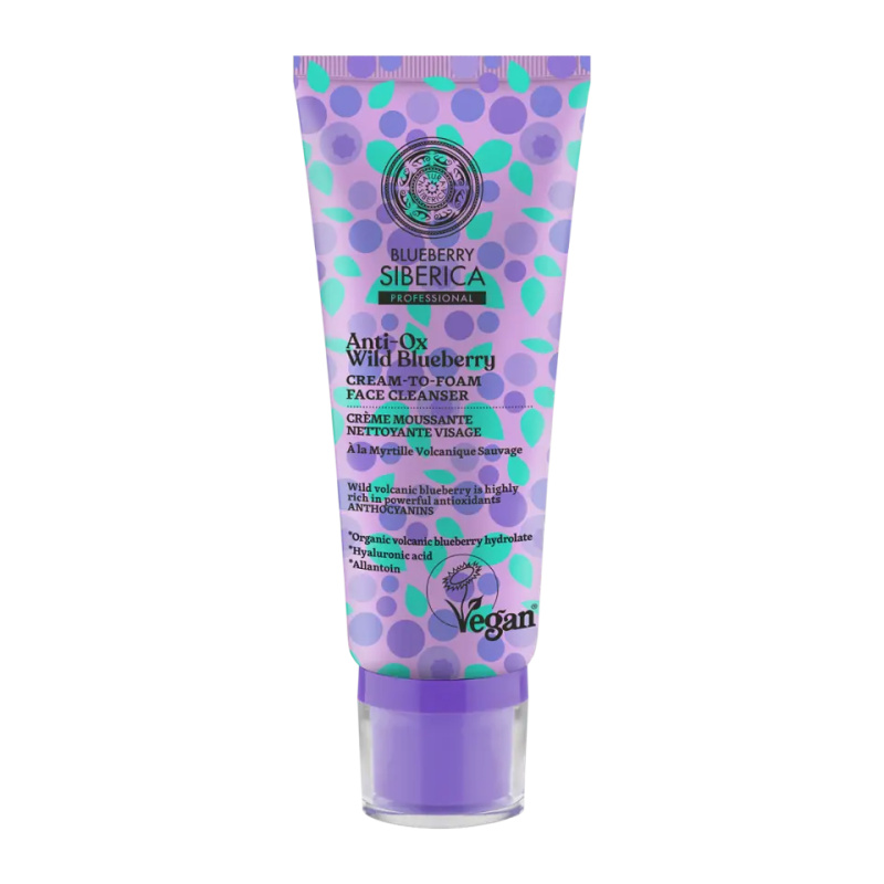Natura Siberica Anti-Ox Wild Blueberry krémová čisticí pěna na obličej 100 ml