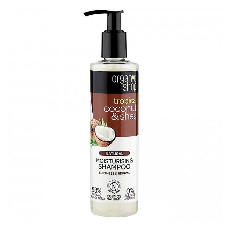 Organic Shop Natural Coconut & Shea hydratační šampon pro suché a poškozené vlasy 280 ml