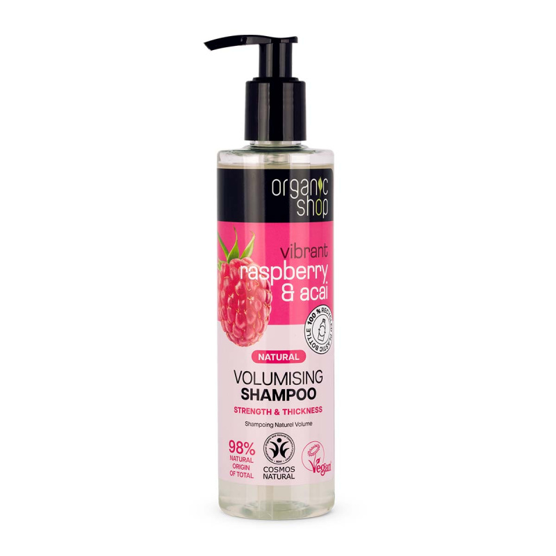 Organic Shop Natural Raspberry & Acai čisticí šampon pro objem 280 ml