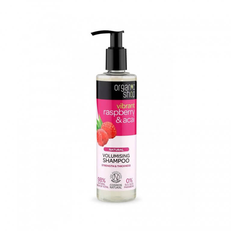 Organic Shop Natural Raspberry & Acai čisticí šampon pro objem 280 ml