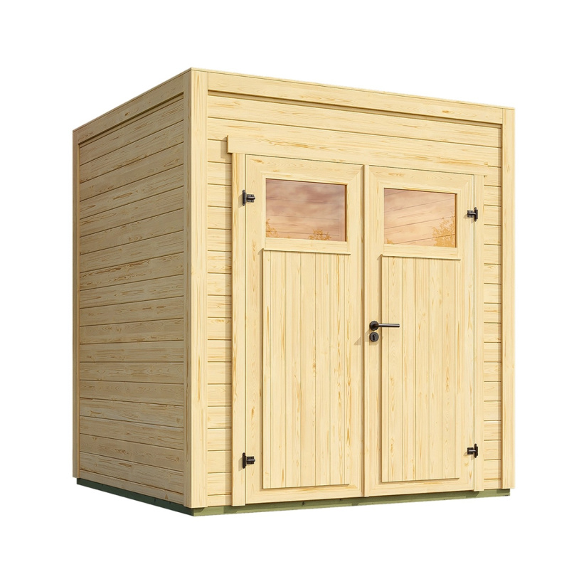 Weka Dřevěný zahradní domek Batu 1 prosklené dveře, přírodní, 200 x 200 cm