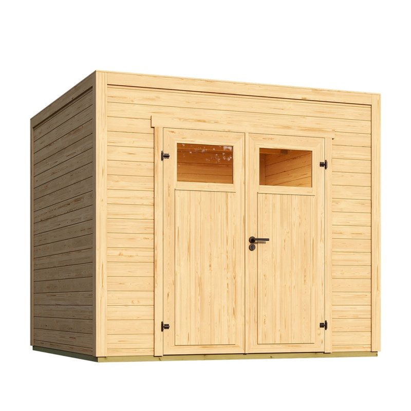 Weka Dřevěný zahradní domek Batu 2 prosklené dveře, přírodní, 250 x 250 cm