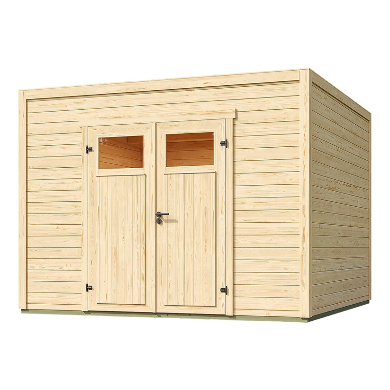 Weka Dřevěný zahradní domek Batu 3 prosklené dveře, přírodní, 300 x 300 cm