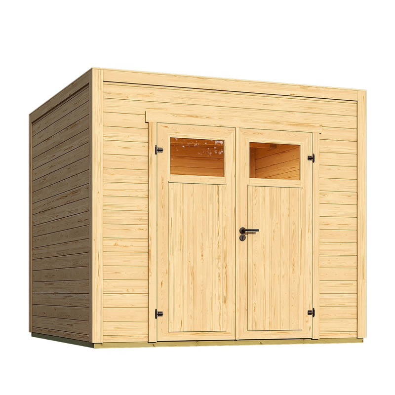 Weka Dřevěný zahradní domek Batu 1,5 prosklené dveře, přírodní, 250 x 200 cm