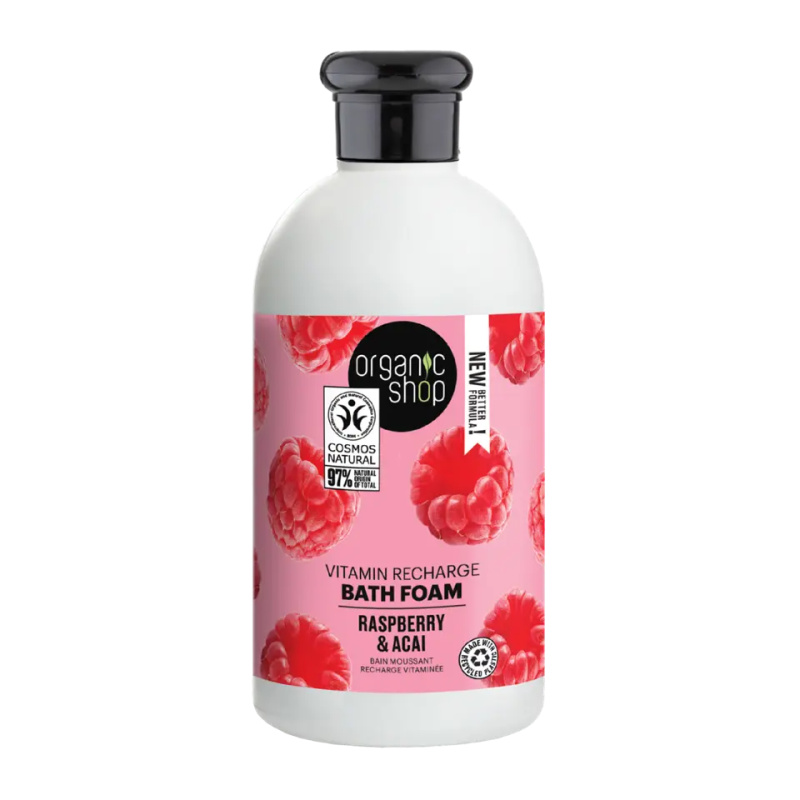 Organic Shop Organic Raspberry & Acai vitaminová pěna do koupele 500 ml