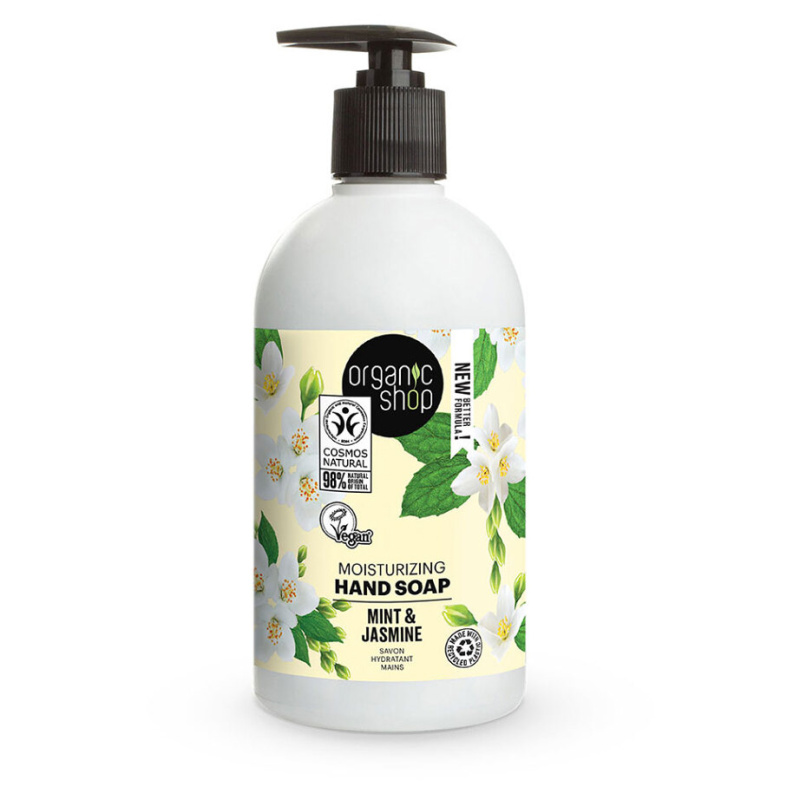 Organic Shop Organic Minty Jasmine tekuté mýdlo na ruce s hydratačním účinkem 500 ml