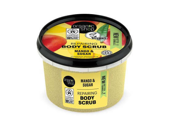 Organic Shop Mango & Sugar tělový peeling pro hedvábnou pokožku 250 ml