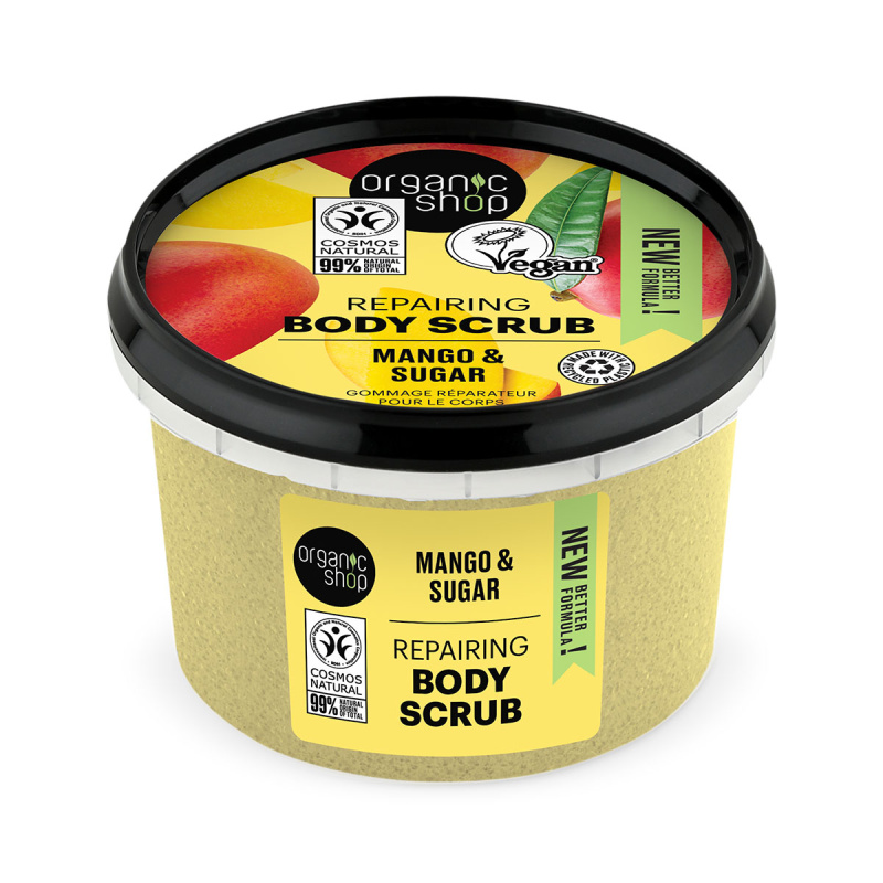 Organic Shop Mango & Sugar tělový peeling pro hedvábnou pokožku 250 ml