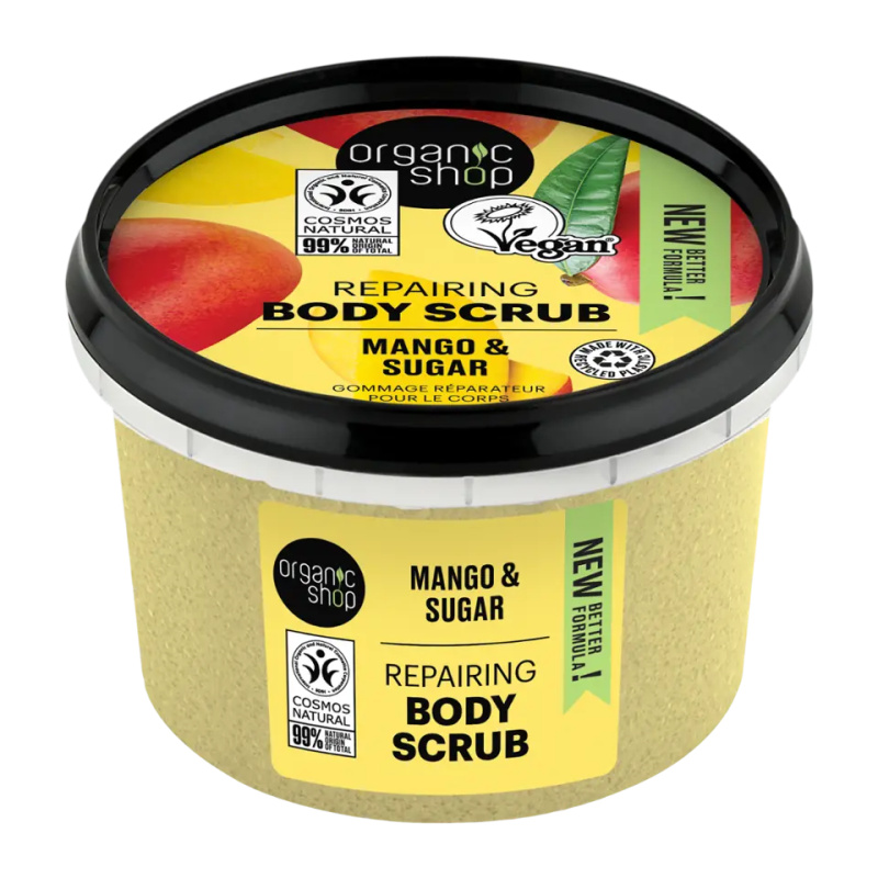 Organic Shop Mango & Sugar tělový peeling pro hedvábnou pokožku 250 ml