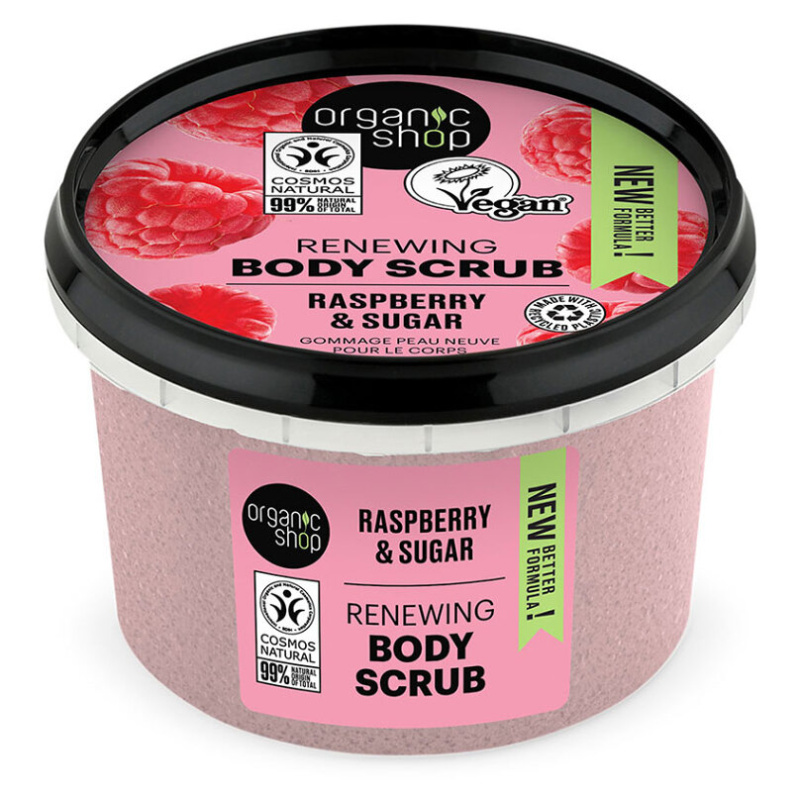 Organic Shop Raspberry & Sugar jemný tělový peeling 250 ml