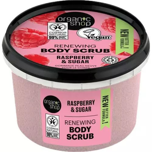 Organic Shop Raspberry & Sugar jemný tělový peeling 250 ml