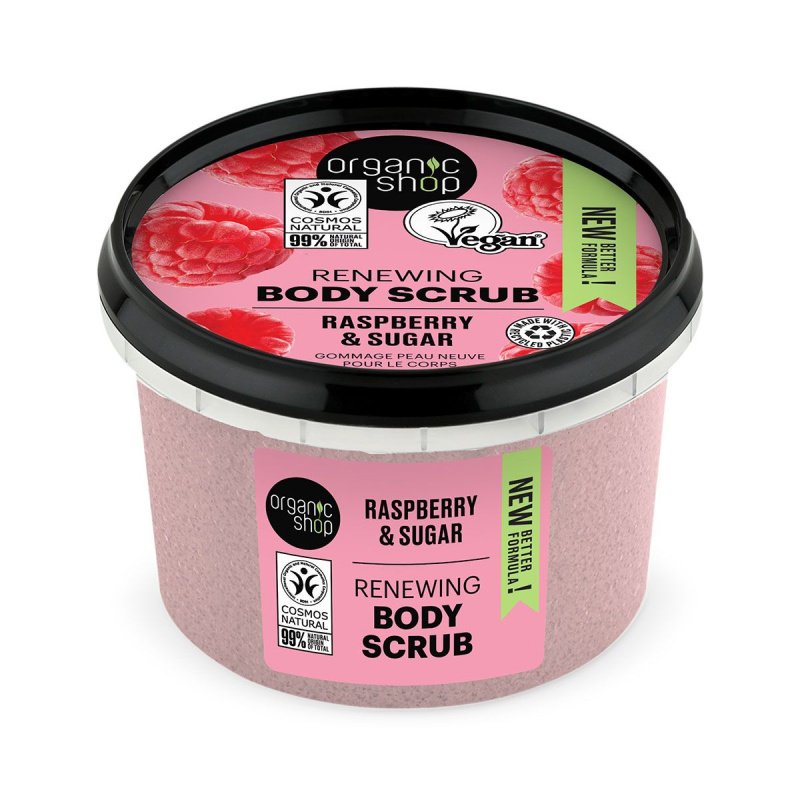 Organic Shop Raspberry & Sugar jemný tělový peeling 250 ml