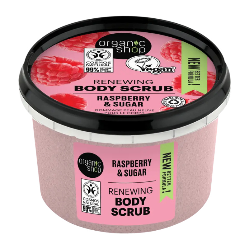 Organic Shop Raspberry & Sugar jemný tělový peeling 250 ml