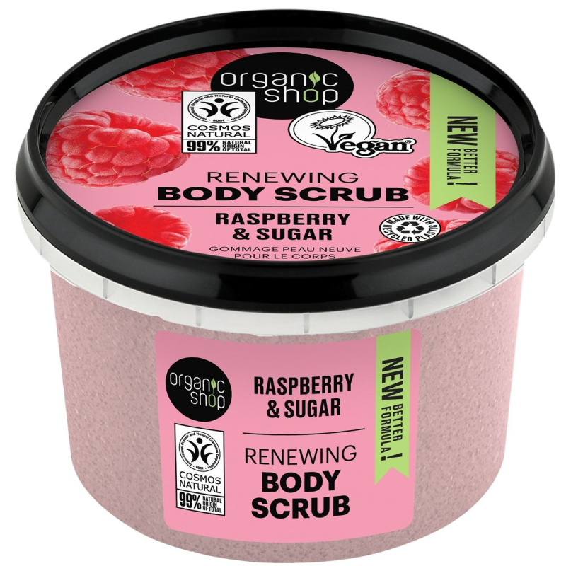 Organic Shop Raspberry & Sugar jemný tělový peeling 250 ml