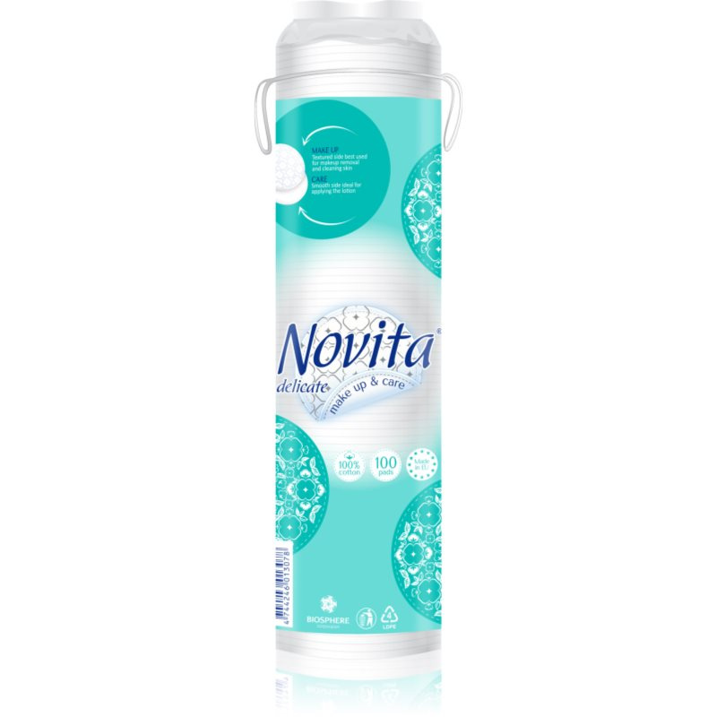 NOVITA Delicate bavlněné tamponky pro odlíčení a čištění pleti 100 ks