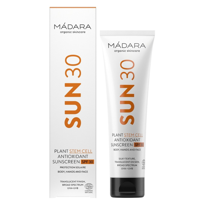 Mádara Opalovací krém s obsahem rostlinných kmenových buněk a antioxidanty SPF 30, 100 ml