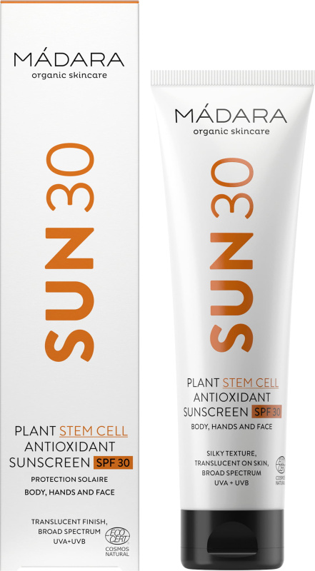 Mádara Opalovací krém s obsahem rostlinných kmenových buněk a antioxidanty SPF 30, 100 ml