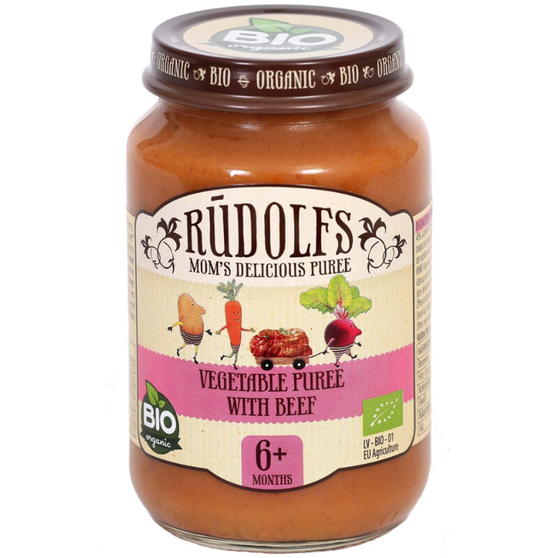 Rudolfs BIO Zelenina s hovězím masem, 190 g