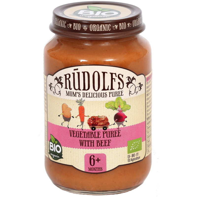 Rudolfs BIO Zelenina s hovězím masem, 190 g