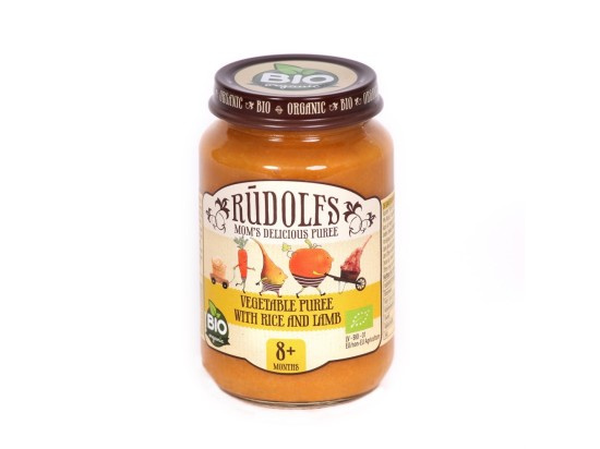 Rudolfs BIO Zelenina s rýží a jehněčím masem, 190 g
