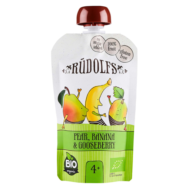 Rudolfs BIO kapsička Hruška, banán, angrešt, 110 g