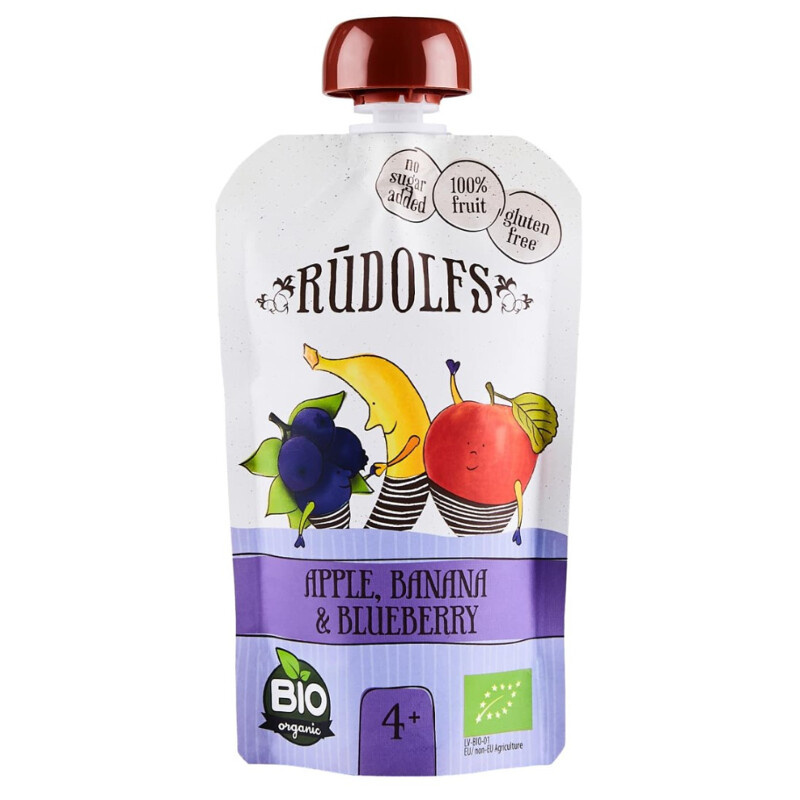 Rudolfs BIO kapsička Jablko, banán, borůvka, 110 g