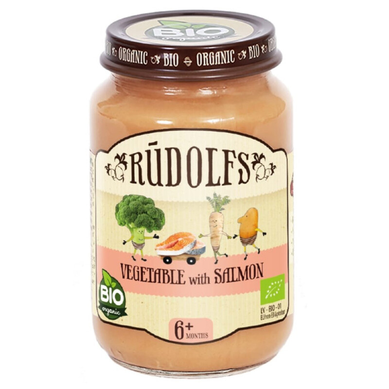 Rudolfs BIO Zelenina s lososem, 190 g