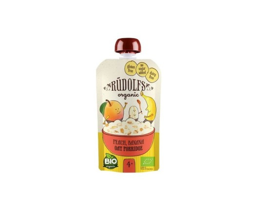 Rudolfs BIO kapsička Broskev, banán, celozrnná ovesná kaše, 110 g