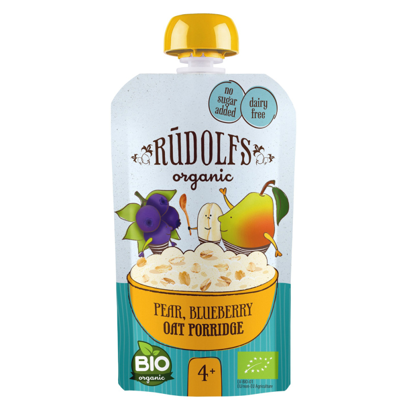 Rudolfs BIO kapsička Hruška, borůvka, celozrnná ovesná kaše, 110 g