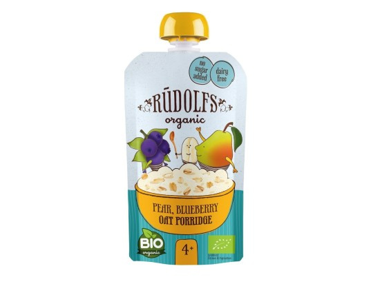 Rudolfs BIO kapsička Hruška, borůvka, celozrnná ovesná kaše, 110 g