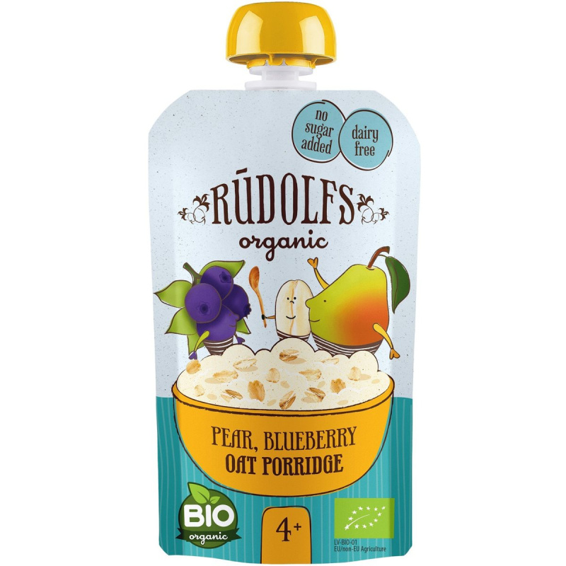 Rudolfs BIO kapsička Hruška, borůvka, celozrnná ovesná kaše, 110 g