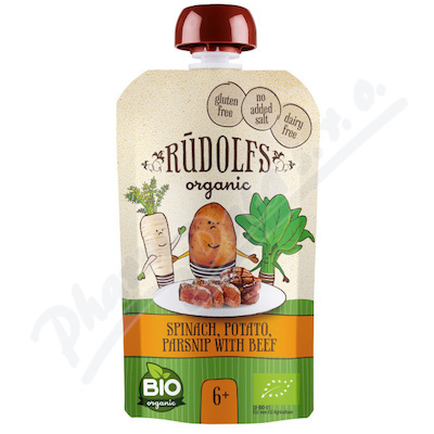 Rudolfs BIO kapsička Špenát, brambory, pastynák s hovězím masem, 110 g