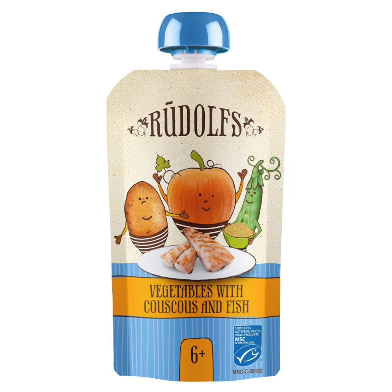 Rudolfs BIO kapsička Zelenina, kuskus, ryba, 110 g