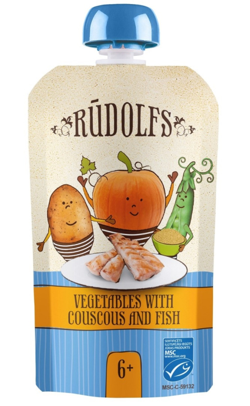 Rudolfs BIO kapsička Zelenina, kuskus, ryba, 110 g