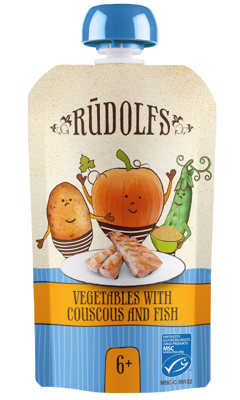 Rudolfs BIO kapsička Zelenina, kuskus, ryba, 110 g