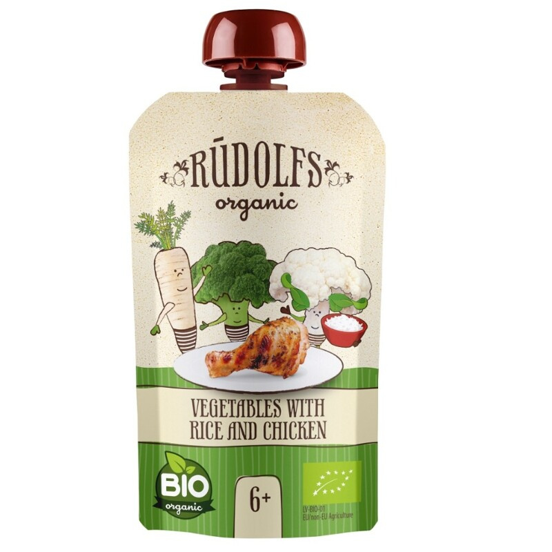 Rudolfs BIO kapsička Zelenina, rýže, kuřecí maso, 110 g