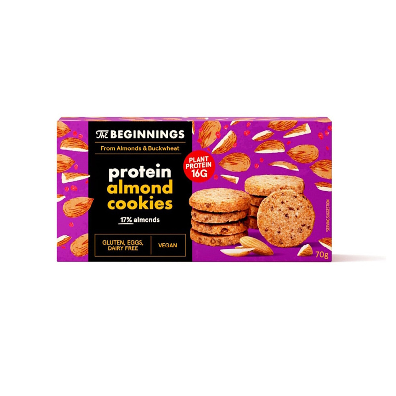 THE BEGINNINGS Sušenky proteinové s mandlemi bezlepkové 70 g