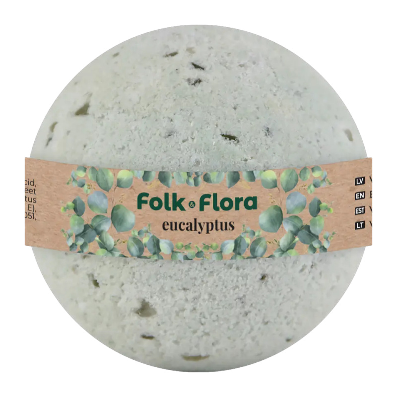 Folk & Flora Eucalyptus koupelová bomba se zklidňujícím účinkem 130 g