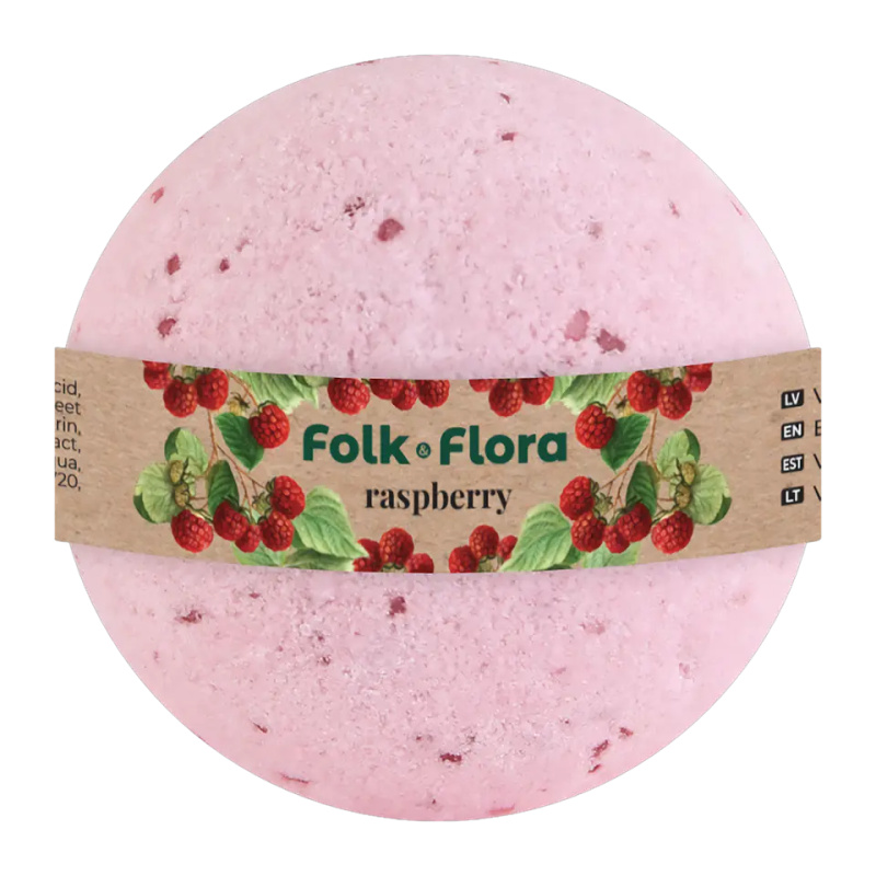 Folk & Flora Raspberry koupelová bomba 130 g