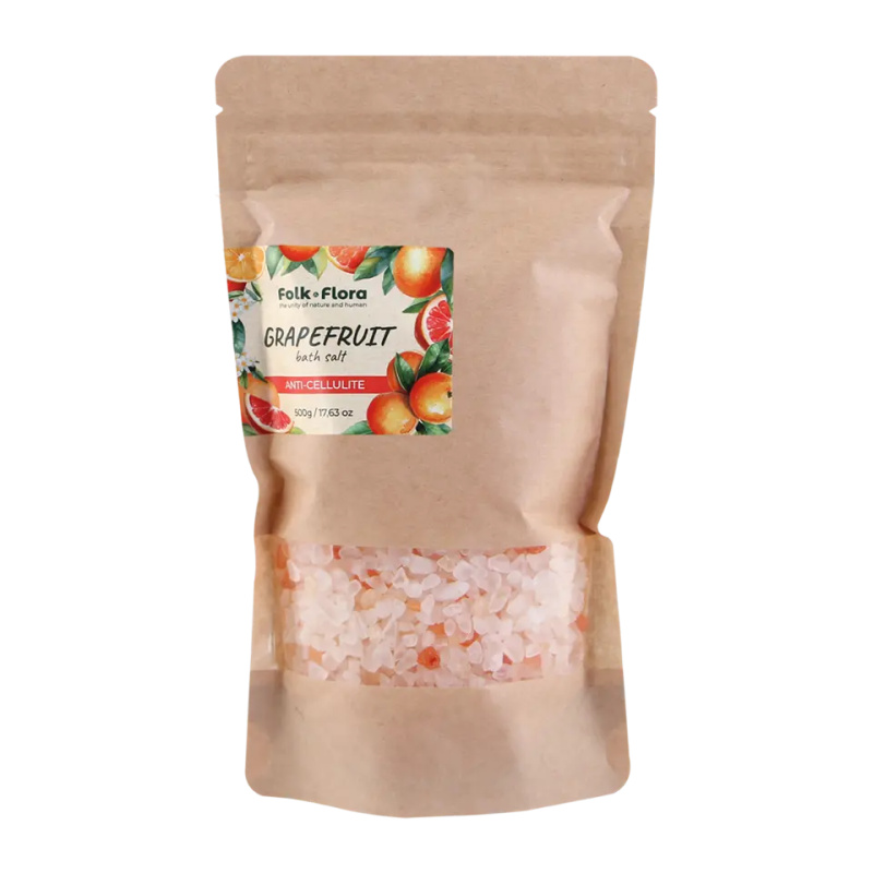 Folk & Flora Grapefruit koupelová sůl se zklidňujícím účinkem 500 g