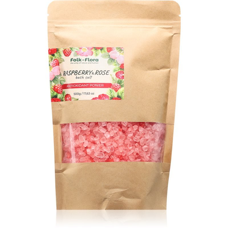 Folk & Flora Raspberry & Rose koupelová sůl 500 g
