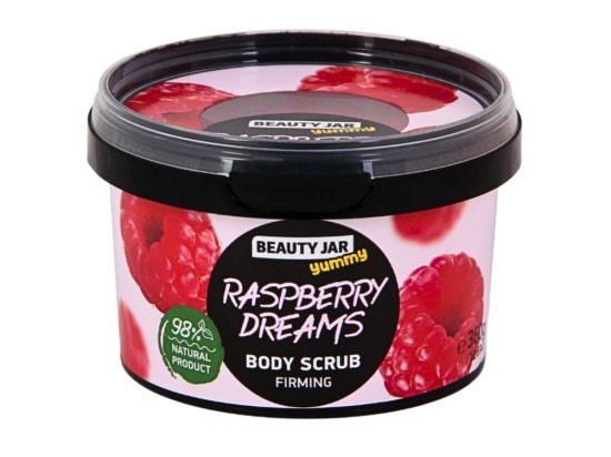 Beauty Jar Yummy Raspberry Dreams zpevňující tělový peeling 360 g