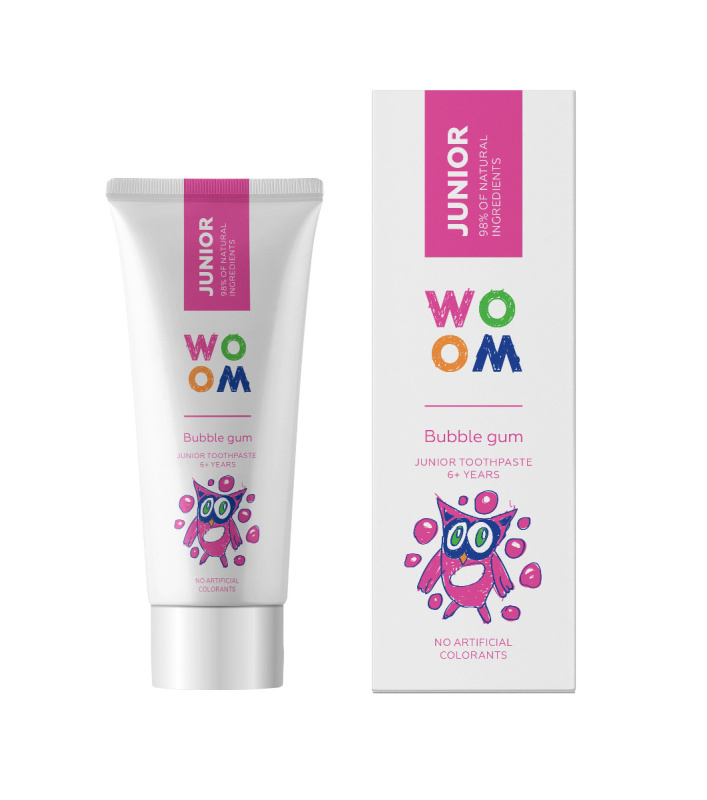 WOOM Junior Bubblegum dětská zubní pasta 50 ml